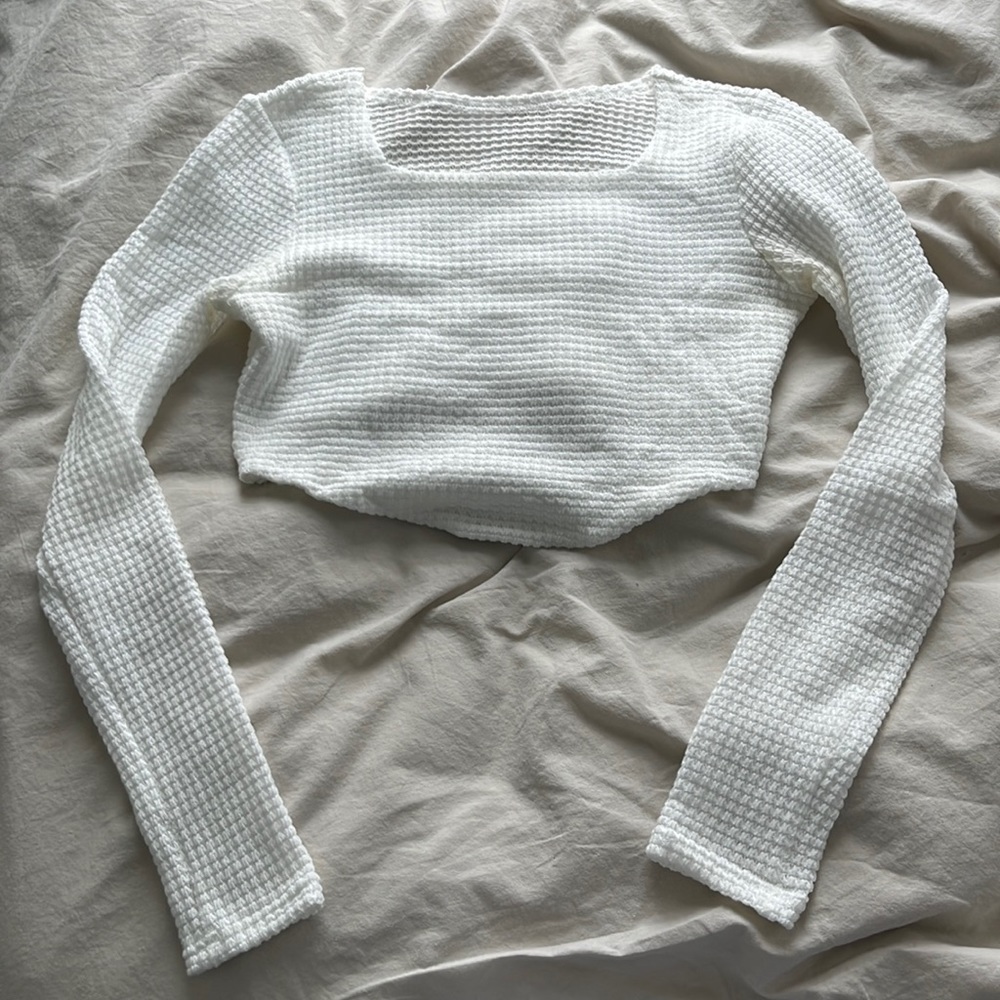 White waffle long sleeve